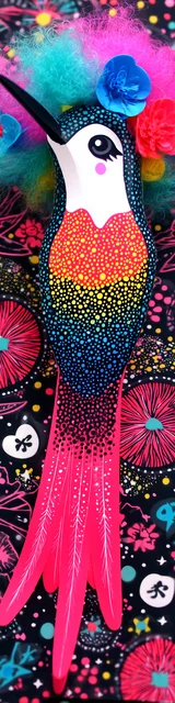 Free colorful bookmark featuring a single vibrant hummingbird